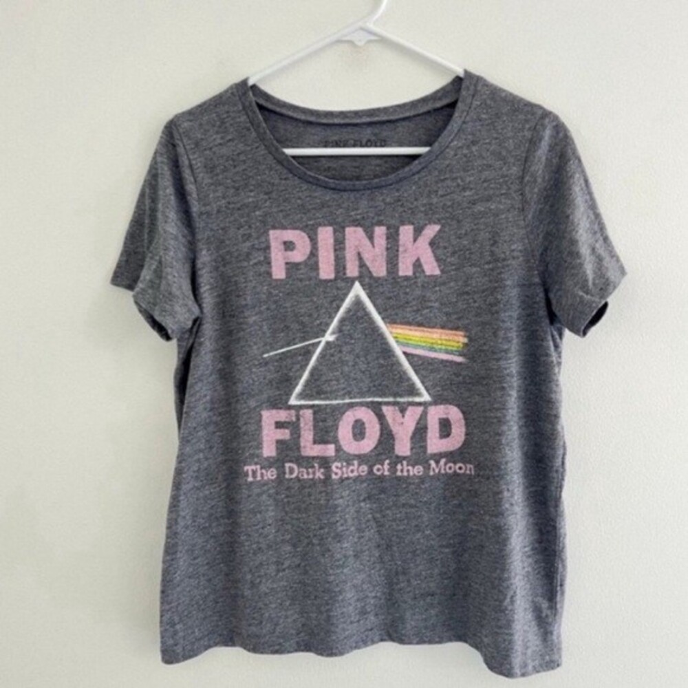 Pink Floyd Gray Dark Side Logo Tee Large
